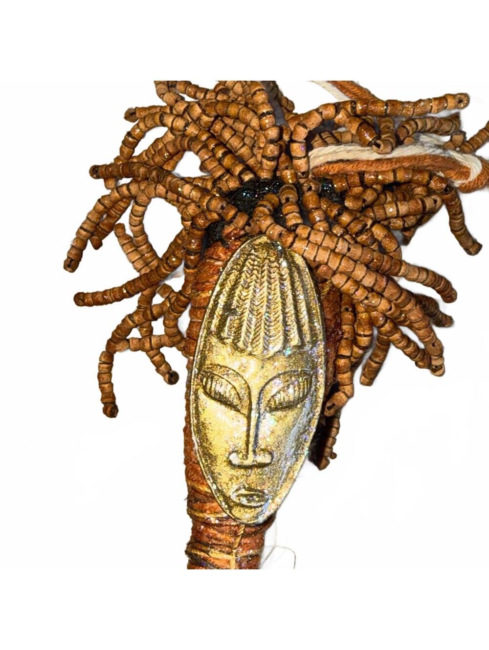 African Fertility Doll Wall Hanging Beaded Tribal Boho Handmade Ethnic Decor - Picture 7 of 7